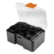 Steel hole saws with carbide tip (20, 25, 32, 38, 51, 64 mm), 11-piece set
