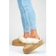 2. Women's slippers on a platform with fur, beige 81366-4-KH