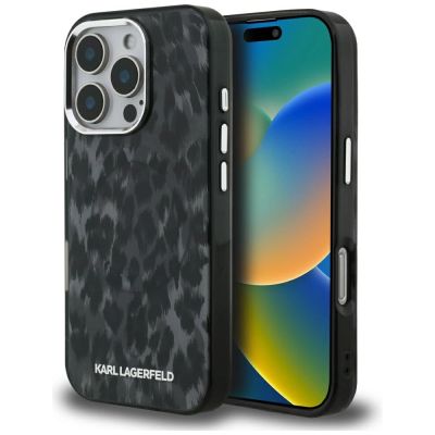 Karl Lagerfeld IML Leopard Pattern MagSafe Case for iPhone 16 Pro - Black