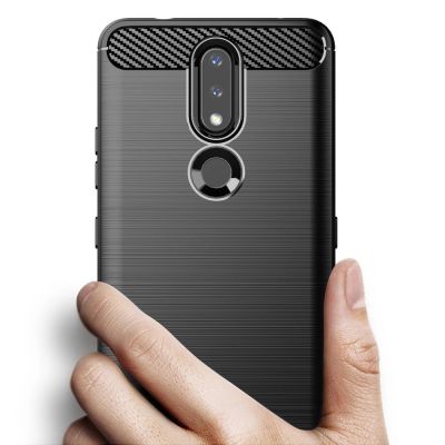 2. Carbon Case Flexible Cover TPU Case for Nokia 2.4 black