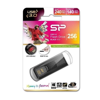 Silicon Power Blaze B50 USB Flash Drive 256GB USB Type-A 3.2 Gen 1 (3.1 Gen 1) Black