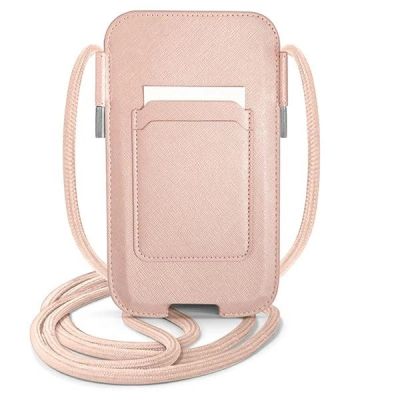 2. Guess Saffiano Strap 6.7" Phone Bag - Pink