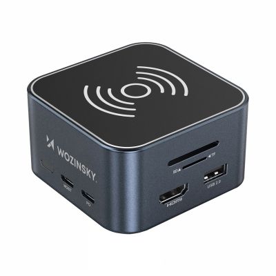 2. Hub USB-C 12 in 1 Wozinsky WHBC09Y8S multifunctional, with wireless charging function, aluminum, with 15 cm cable - gray