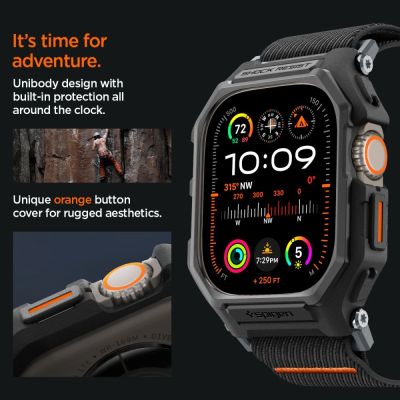 10. Spigen Lite Fit Pro Case with Strap for Apple Watch Ultra 1 / 2 (49mm) - Matte Black