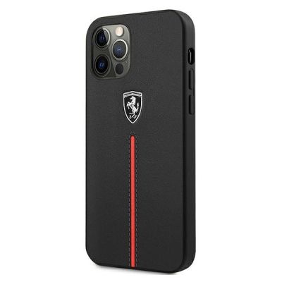 2. Ferrari FEOMSHCP12LBK iPhone 12 Pro Max black/black hardcase Off Track Leather Nylon Stripe