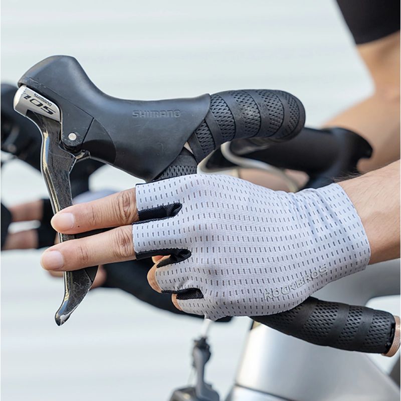 8. Rockbros Breathable Short Finger Cycling Gloves, Size: S - Gray