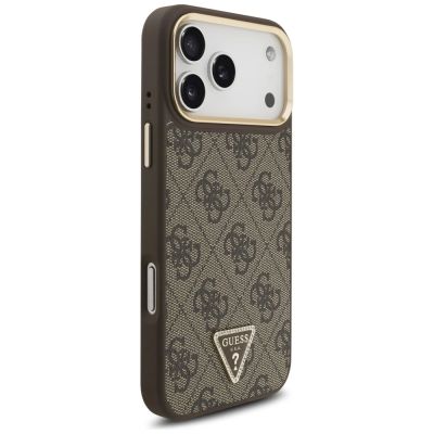 4. Guess 4G Triangle Logo MagSafe Case for iPhone 17 Pro Max - Brown & Gold