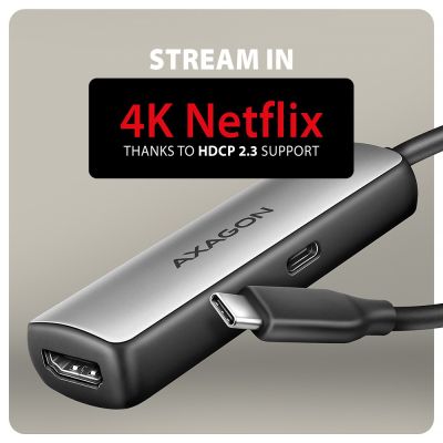 6. Axagon RVC-HI8KPD, USB-C -> HDMI 2.1 reducer / adapter, 8K/60Hz, 4K/144Hz, HDR10+, PD100W 0.16 m USB Type-C HDMI + USB Type-C