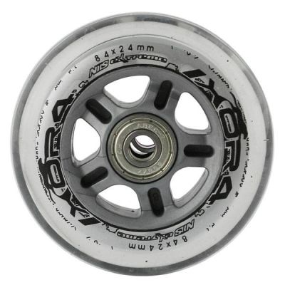 14. PU 84x24 82A TRANSPARENT (4 pcs) + ABEC-7 CHROME (8 pcs) SET NILS EXTREME