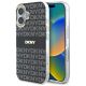 DKNY Repeat Texture Pattern With Stripe iPhone 16 Case - Black