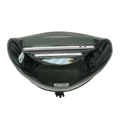 16. Rivacase Eden Backpack Roll-Up Backpack Black Polyester, Waxed Leather (Pull Up)