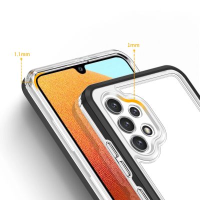 4. Clear 3in1 Case for Samsung Galaxy A32 5G Frame Gel Cover Black