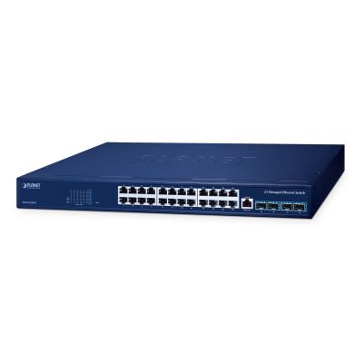 PLANET Layer 3 24-Port 10/100/1000T Managed L3 Gigabit Ethernet (10/100/1000) PoE Support Blue