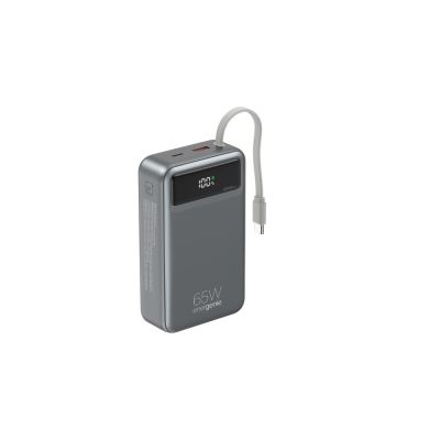 GEMBIRD POWERBANK WITH FAST CHARGING 65W AND INTEGRATED CABLES 20000 mAh, BLACK