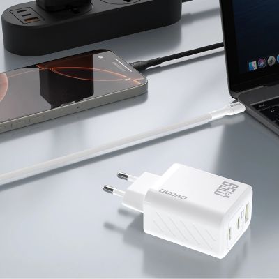 5. Dudao A29 65W GaN Wall Charger 2 x USB-C + 1 x USB-A - White