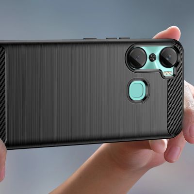 5. Carbon Case case for Infinix Hot 12 Pro flexible silicone carbon cover black