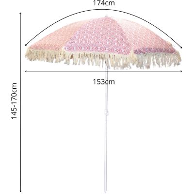 11. BEACH AND GARDEN UMBRELLA WITH FRINGE 174 CM RED