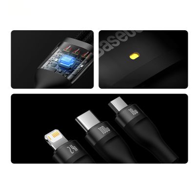 14. Baseus Flash Series II cable USB - USB Type C / Lightning / micro USB 100 W 1.2 m black (CASS030001)