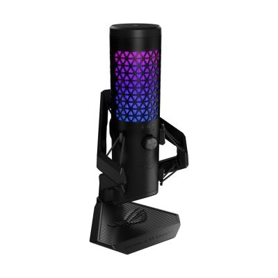 3. ASUS ROG Carnyx USB Gaming Microphone (25mm condenser capsule, 192kHz/24-bit, cardioid, high-pass filter, built-in pop filter, metal shock mount, one-touch mute, USB, Aura Sync RGB) - Black
