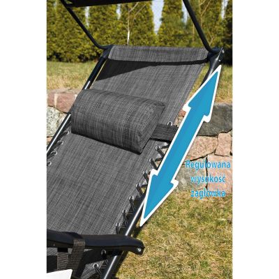 15. FOLDABLE GARDEN DECK CHAIR WITH CANOPY 173X52/65X110CM GRAY