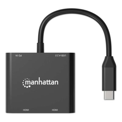 10. Manhattan 154321 Cable Adapter 0.15m USB Type-C 2 x HDMI Black