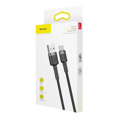 9. Baseus Cafule USB-A / USB-C QC 3.0 3A Cable 0.5 m - Black and Gray