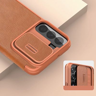 10. Nillkin Qin Leather Pro Case Case for Samsung Galaxy S22+ (S22 Plus) Camera Protector Holster Cover Flip Case Brown
