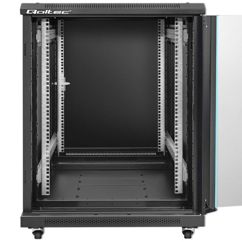 2. QOLTEC RACK CABINET 19" | 15U | 600X855X600 | TEMPERED DOOR