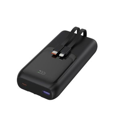 3. GEMBIRD POWERBANK 20000mAh, 20W FAST CHARGING, LCD DISPLAY, INTEGRATED CABLES, BLACK