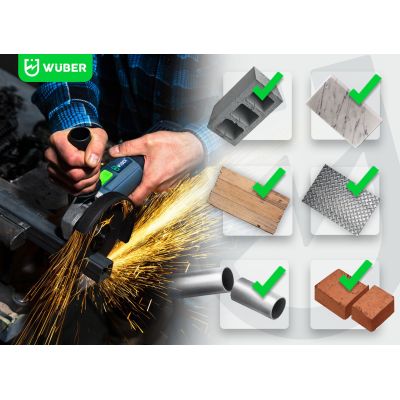 10. 125 mm 850 W Angle Grinder + 10 Discs W27477 WUBER