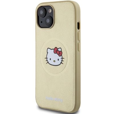 2. Hello Kitty Leather Kitty Head MagSafe case for iPhone 15 - gold