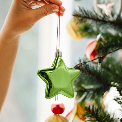 6. DECORATIVE PLASTIC BAUBLE SAFE 40 PCS GREEN MICA