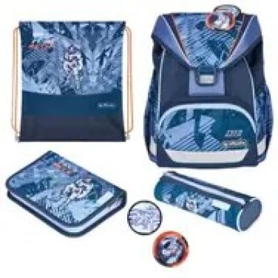 Herlitz UltraLight Plus TechMech School Backpack Set Boy Polyester Blue, Orange