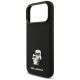 6. Karl Lagerfeld Silicone Karl&Choupette Metal Pin Case for iPhone 18 Pro Max / 17 Pro Max – Black