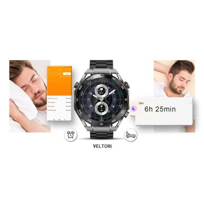 18. VELTORI VT100-1 Smartwatch + Black Silicone Strap + Black Eco Leather