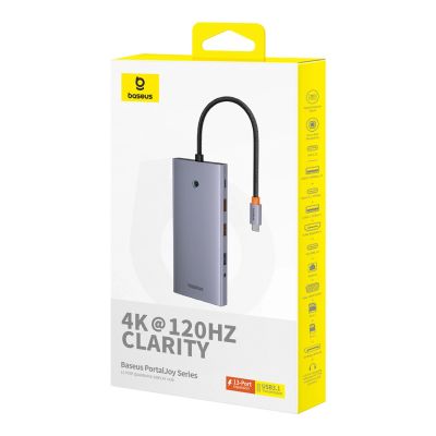 5. HUB Baseus PortalJoy Series 13in1 USB-C - 2x HDMI / DP / VGA / USB-A 3.1 / USB-C 3.1 / USB-A 2.0 / PD / RJ45 / SD / TF / AUX - gray