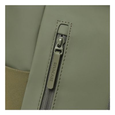 17. Rivacase Eden Backpack Travel Backpack Olive Waxed Leather (Pull Up), Polyester, Recycled Polyethylene Terephthalate (rPET)