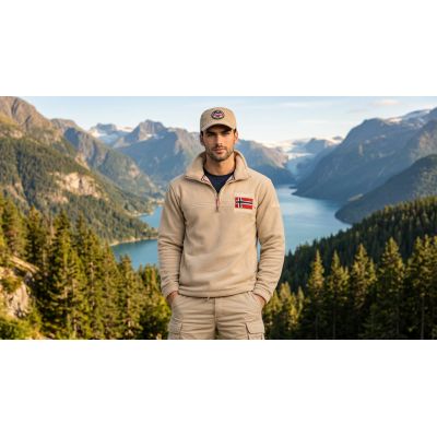 3. Men’s Fleece Jacket Geographical Norway TEQUATEUR BEIGE DB MEN 233 (WZ6694H/GN-BEIGE)