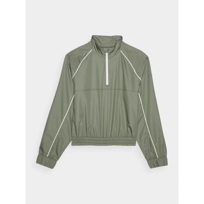 5. Women's cropped transition jacket with a stand-up collar 4F 4FRSS24TTJAF0886-44S