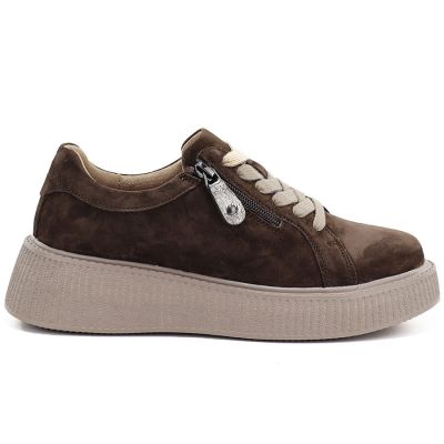 2. Women's leather suede platform shoes brown Jezzi 26PB18-566
