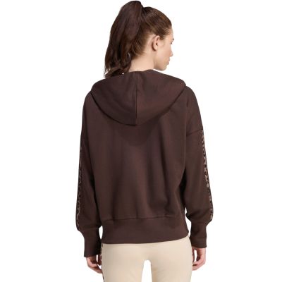 3. Women's adidas Seasonal Essentials Animal Print 3-Stripes Full-Zip Hooded Sweatshirt Brown KV9299