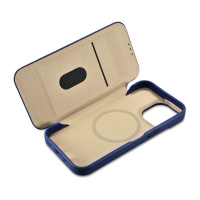 16. iCarer CE Premium Leather Folio Case iPhone 14 Pro Magnetic Flip Leather Folio Case MagSafe Blue (WMI14220714-BU)