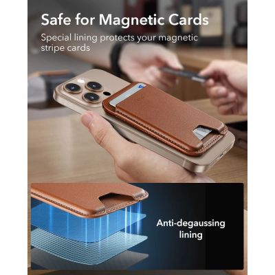 6. ESR Classic RFID Magnetic Wallet Stand MagSafe for Phone - Brown