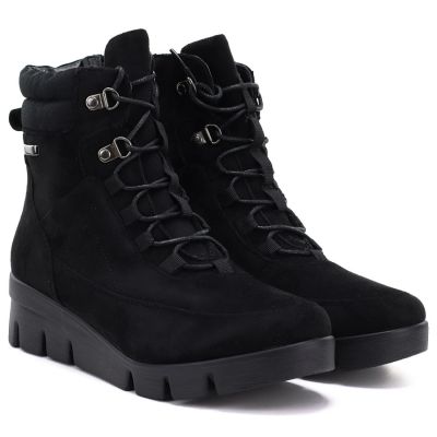 9. Women's black suede wedge ankle boots M.Daszyński MR23109A-3