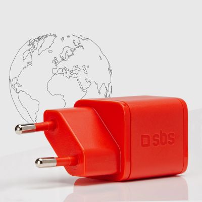 4. SBS TETRGAN1C20R 20W GaN Wall Charger with Power Delivery - Red
