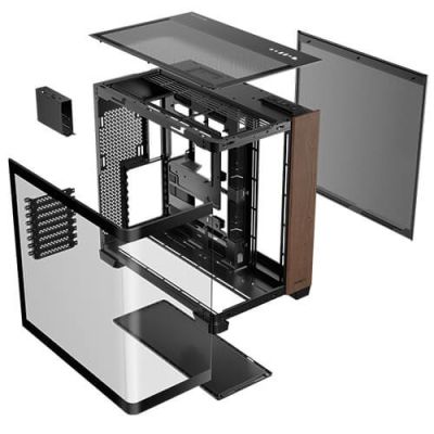 3. Antec C8 Curve Wood Full Tower Black, Clear, Wood