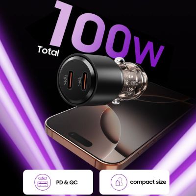 4. CC03 2-port PD100W car charger - black