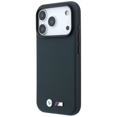 2. BMW M Quadrille Kevlar Metal Logo MagSafe Case for iPhone 18 Pro Max / 17 Pro Max – navy blue