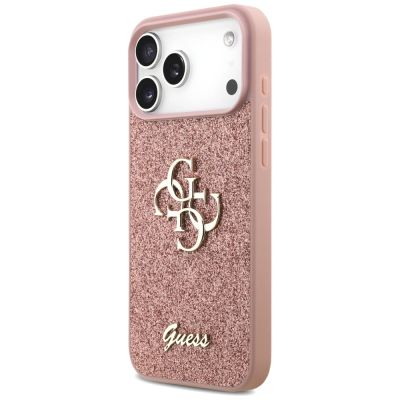 2. Guess Fixed Glitter Big 4G Case for iPhone 17 Pro Max - Pink