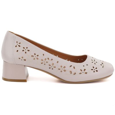 2. Women's openwork gray Sergio Leone SK180 block heel pumps